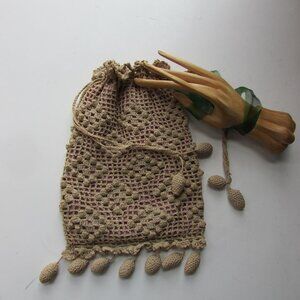 Vintage Hand Crochet Ecru Purse or Reticule